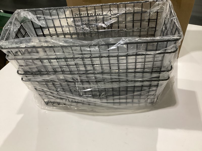 Condition photo showing New/Like New for Joben Oligey 4 Set [Extra Large] Hanging Wall Baskets ,Wire Basket For Storage Pantry, Farmhouse Food Storage Kitchen Pantry Laundry Closet Garage RV ,Black