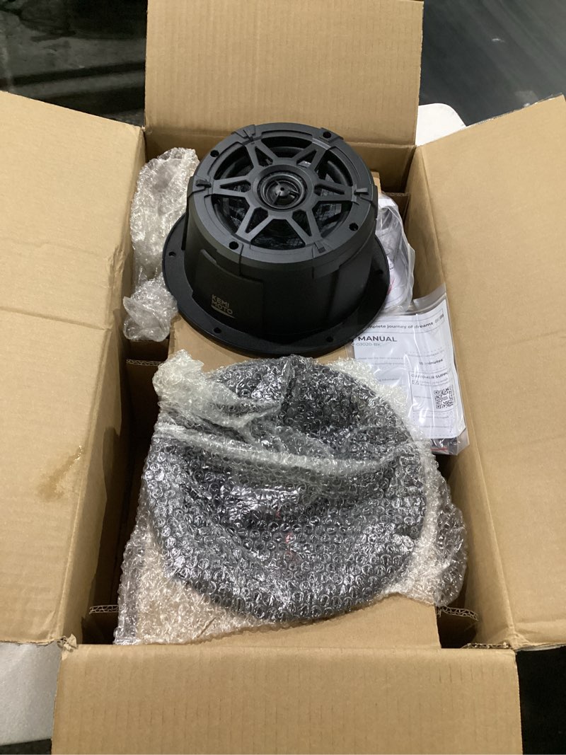 Condition photo showing New/Like New for kemimoto 6.5" speaker with enclosure pods, universal speaker compatibility | ipx5 water-resistant coaxial speaker box, universal fit for utvs, rvs, cars, boats, trunks, golf carts