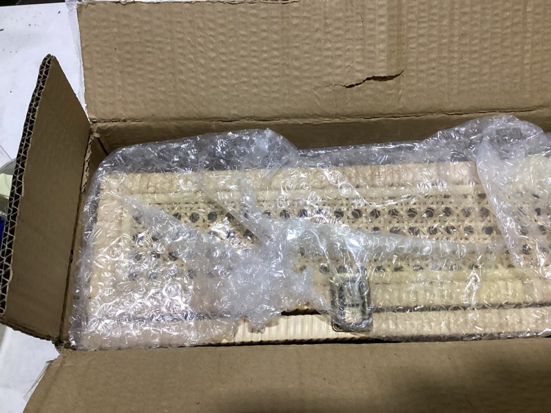 Condition photo showing Good Condition for Extra Large Rattan Decorative Box With Lid, Glass Display, Wooden frame?Large size and Rectangular, Set of 2 Woven Decorative Boxes