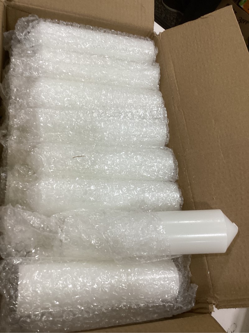 Condition photo showing Good Condition for 36 pcs white pillar candles bulk set?2x3 2x6 2x8 inch - 12 each size?hurricane candles?dripless unscented smokeless?gives you a better atmosphere when organizing an event party. 36 white pointed-tip 2 x 3/6/8 inch