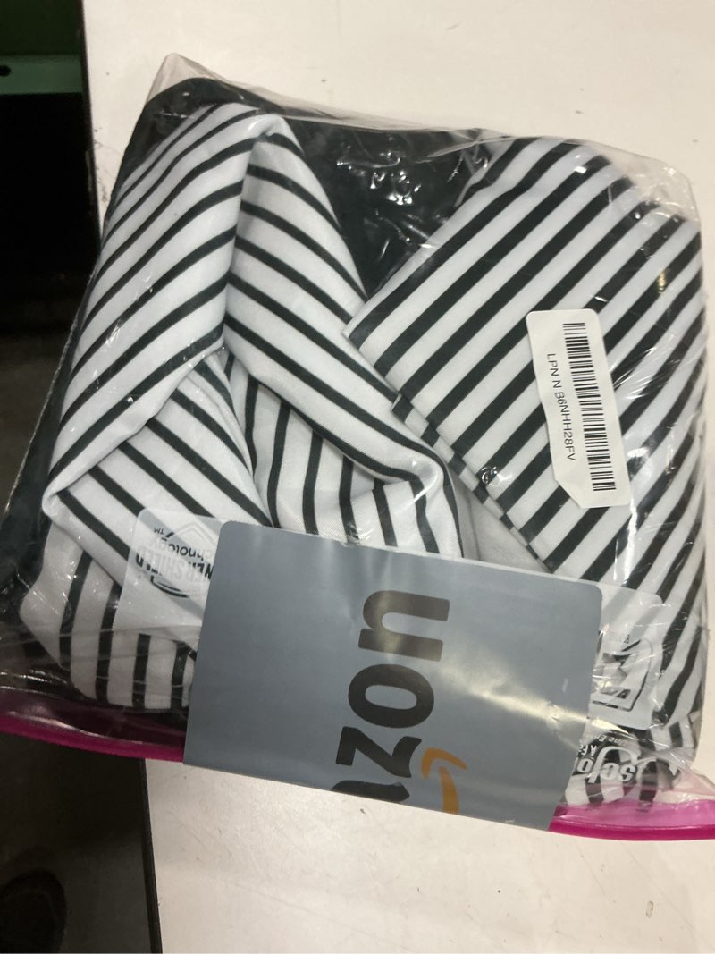 Condition photo showing New/Like New for No Hook Boho Black Shower Curtain with Snap in Fabric Liner Set, Striped Modern Double Layers Waterproof Fabric with See Through Top Window Open Grommet Bath Curtain 71x74 Inch Black 71"W x 74"L (Pack of 1)