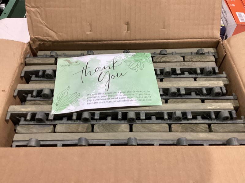 Condition photo showing Good Condition for Acacia Wood Decking Tiles 9PCS - Easy Snap Interlocking Deck Tiles for Patio Poolside Balcony Decor - All Weather Waterproof Flooring for Indoor & Outdoor (Round Joints) 9 Pcs - 8.7 Square Ft Muted Green-6 Slats 9