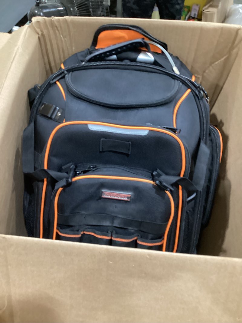 Condition photo showing Good Condition for backpack tool bag - lokass tool backpack heavy duty tool organizer, water-resistant hvac tool backpack electrician tool box with molded base black