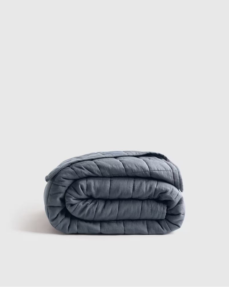 Quince European Linen Box Quilt Queen  ( Nightfall)