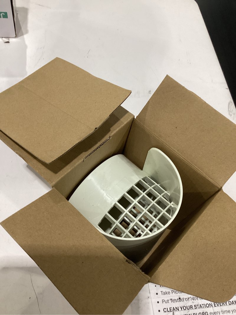 Condition photo showing Good Condition for 3" radon vent cap for schedule 40, 3 inch pvc vent cap, 76001 roof vent cover, for radon fan/flue/roof pipe, protects radon fan motor and pipe, protects from rain, snow, leaves and animals white for 3" schedule 40