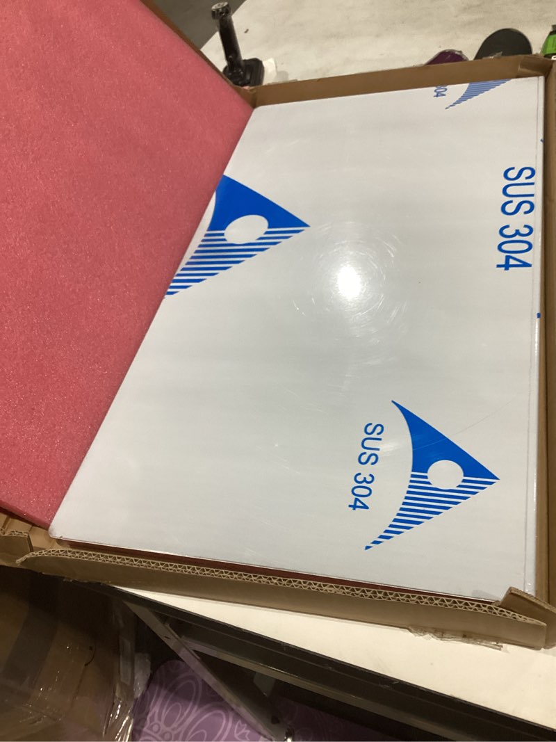Condition photo showing Good Condition for stainless steel cutting boards for kitchen,304 stainless steel chopping boards with lip and non-slip silicone pad for countertop cutting meats fruits, easy to clean (15.7 * 27.5 * 0.06inch) 15.7"l x 27.5"w