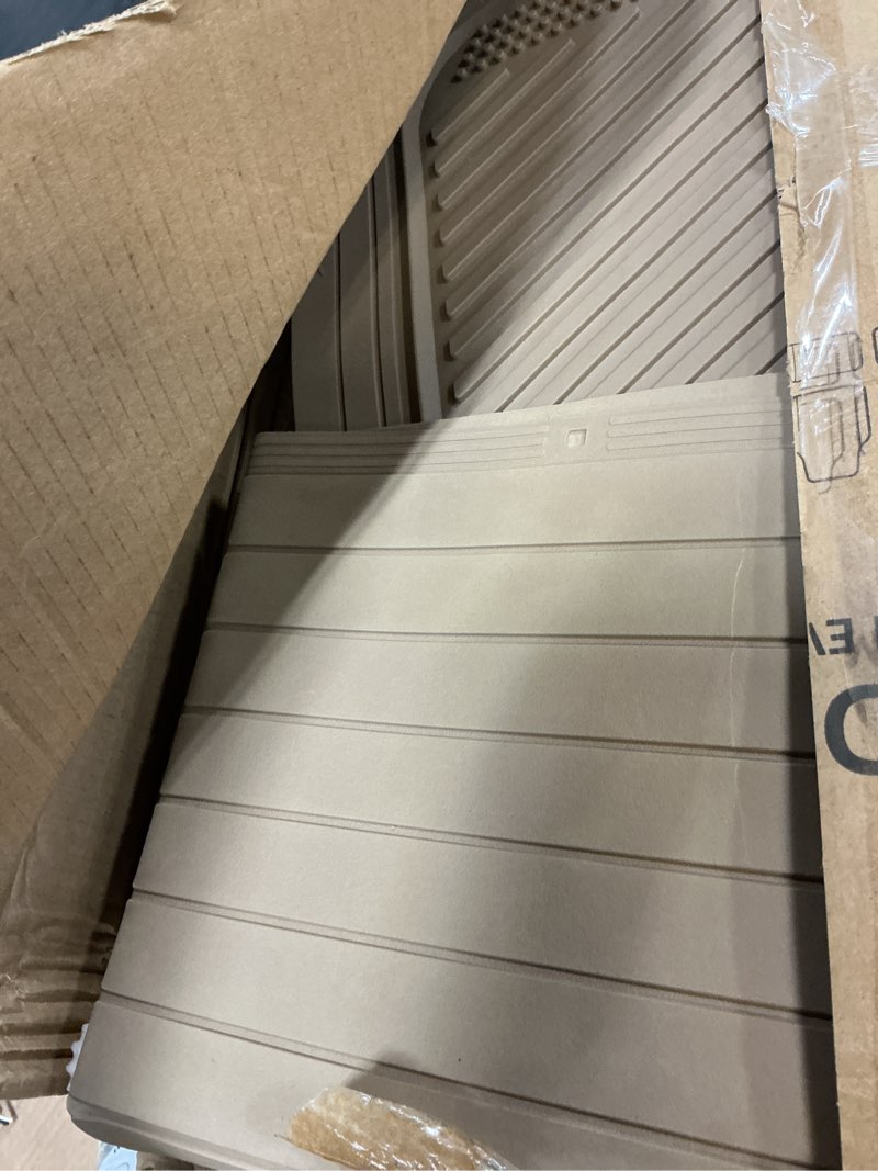 Condition photo showing Good Condition for car pass heavy duty rubber floor mats gray car mats full set with trunk cargo liner - universal waterproof floor mats for car suv truck, durable all weather automotive liner mats (all beige) beige cargo liner
