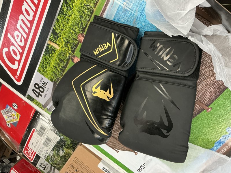 Condition photo showing As Is for venum classic boxing gloves - 16oz, unisex, synthetic leather training gloves for boxing, muay thai, & bag work - black
