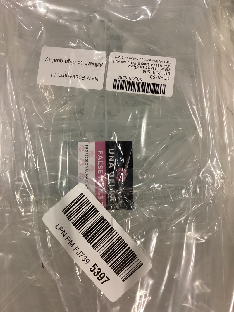 Condition photo showing Good Condition for UNA GELLA Long Stiletto Nail Tips 504PCS, Full Cover Pre-Etched Long Stiletto Clear Fake Nails Tips, Sturdy Acrylic Press on Nails, No C Curve Soft Gel Tip for Nail Extension DIY Nail kit 12 Sizes