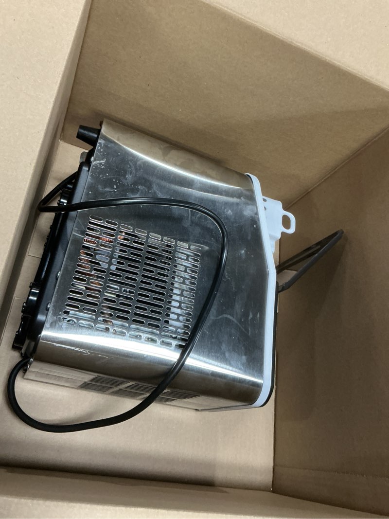 Condition photo showing As Is for aeitto ice maker countertop 26lbs/24h, ice machine 8 ice cubes ready in 6 mins, 2 sizes of bullet ice portable ice makers with basket & scoop, auto self-cleaning for home/kitchen/office stainless 26lbs stainless silver 1