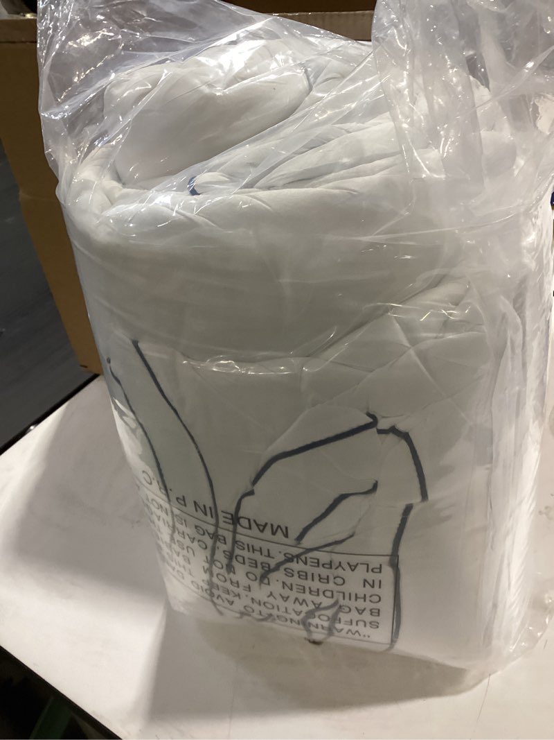 Condition photo showing Good Condition for cymula king mattress topper, cooling pillow top mattress topper for king size bed, thick mattress pad with elasticated deep pockets, soft firm plush down alternative fill mattress protector white with blue lines king