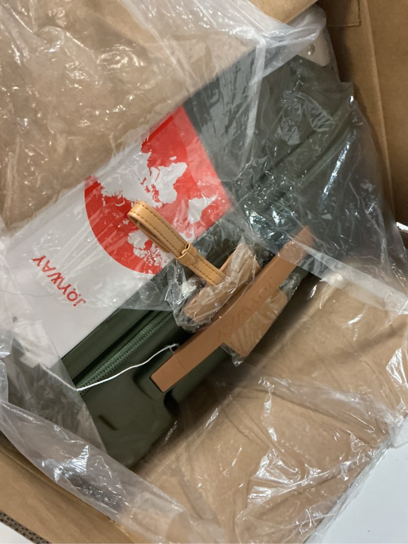 Condition photo showing New/Like New for Joyway 20in Carry On Luggage with Cup Holder and USB Port, 25% Expandable Capacity, Smart Suitcase with Anti Slip Wheels and Handbag, Perfect for Men and Women 3 Piece Set DarkGreen Carry-On 20-Inch Handbag DarkGreen