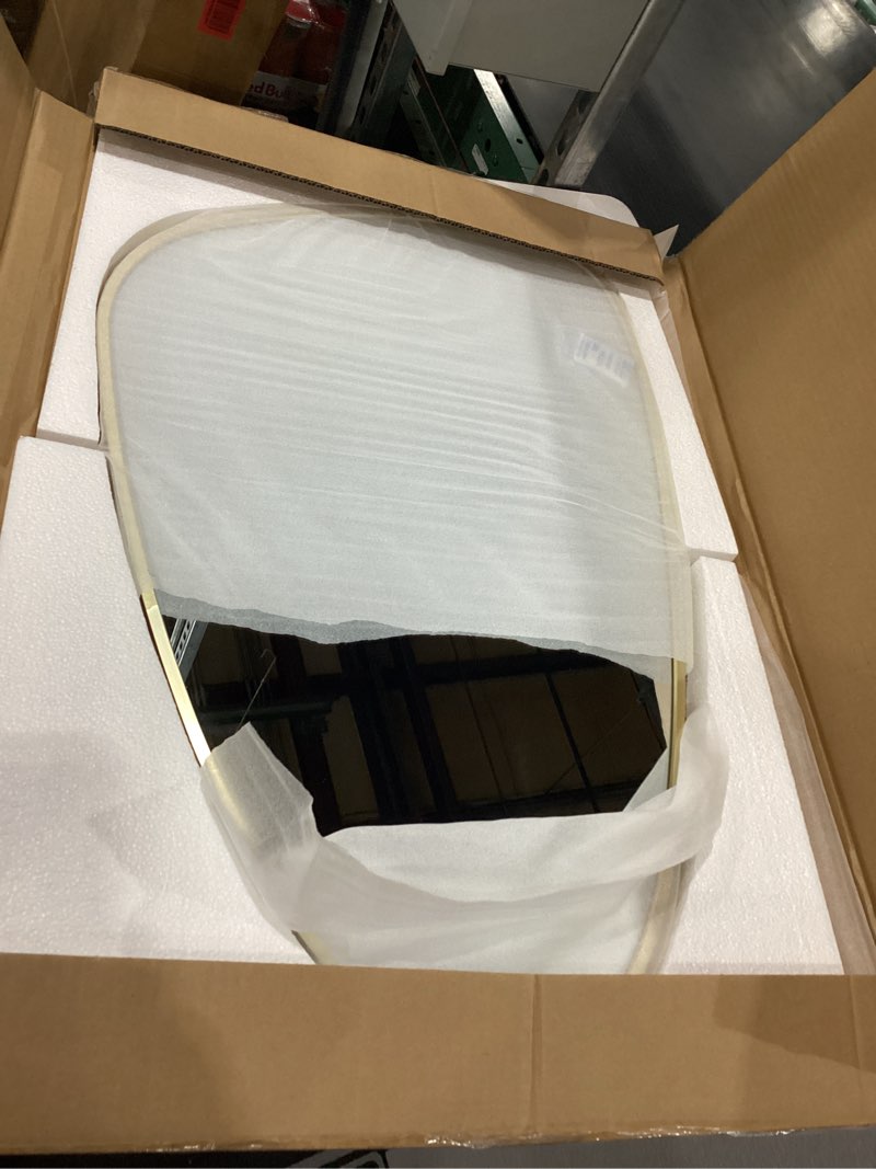Condition photo showing Good Condition for WallBeyond Asymmetrical Mirror, Irregular Wall Mirror, Wall Mirrors Decorative for Bedroom Living Room entryway Hall, Wall Mirror for mid Century Modern Decor 24" H x 19" W, Gold Gold 24"L x 19"W