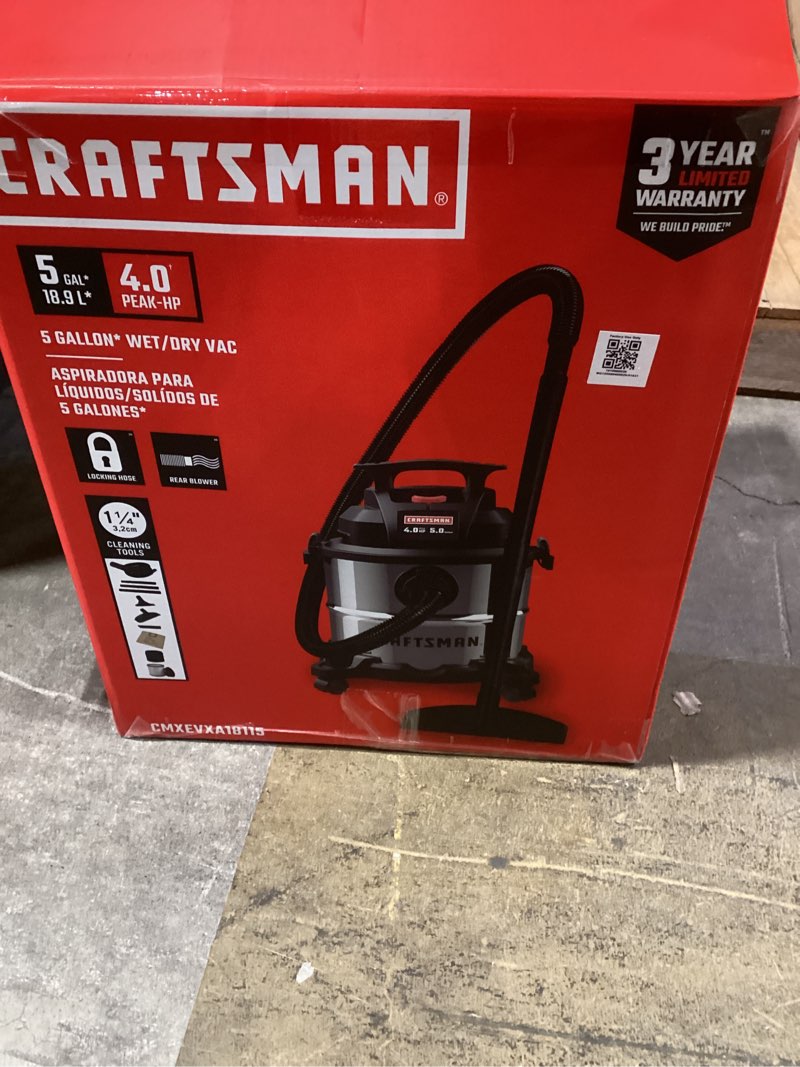 craftsman 5-gallon 4 hp corded wet/dry shop vacuum with accessories included item #3423693 | model #cmxevxa18115