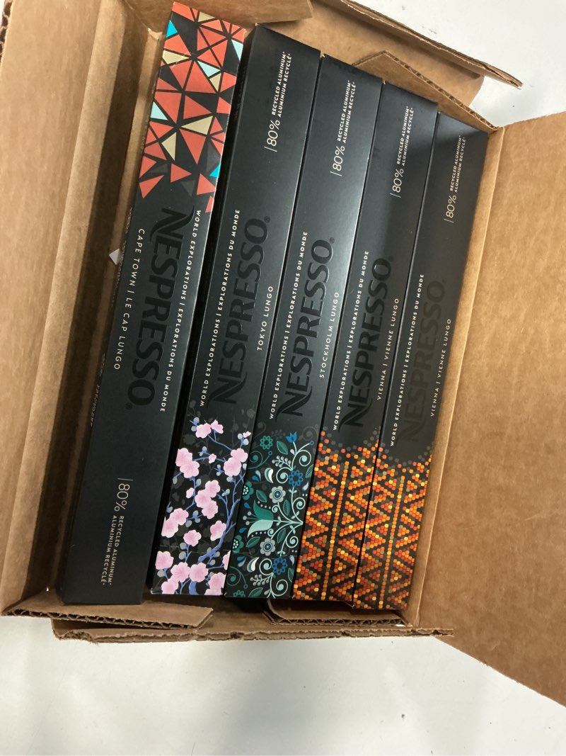 Condition photo showing New/Like New for  (BBD :31/01/2026 ) Nespresso Capsules Original Line, Morning Lungo Blends Variety Pack, Mild to Medium to Dark Roast Coffee, 50-Count Coffee Pods Morning Lungo Blends Variety Pack 50 Count (Pack of 1)