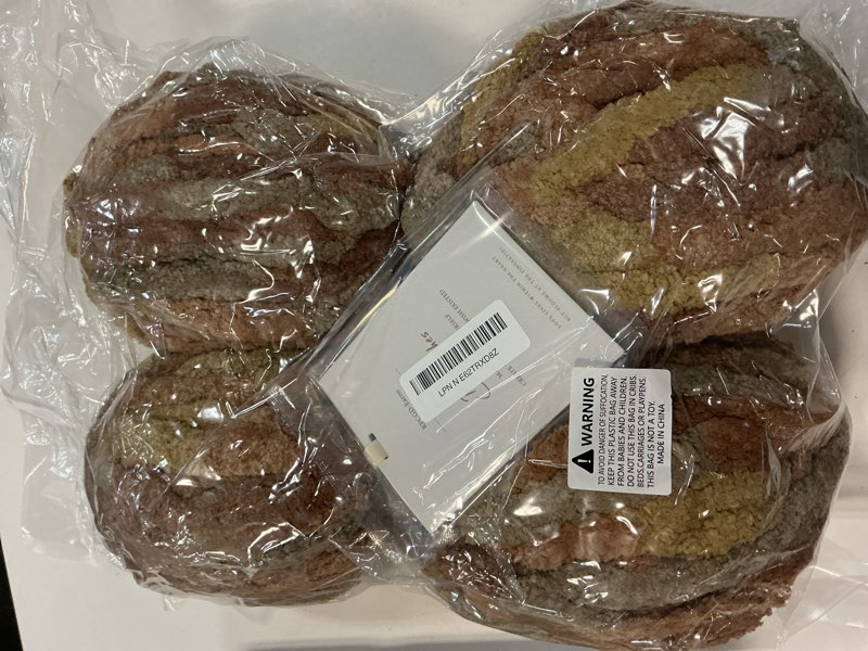 Condition photo showing Good Condition for bulky chunky yarn for hand knitting blanket – #10 jumbo knitting yarn, 1 inch thick chenille jumbo yarn, no knots soft machine washable, super bulky yarn 4 pack for crochet, arm knitting & crafts olive,mustard,brown,earth tone