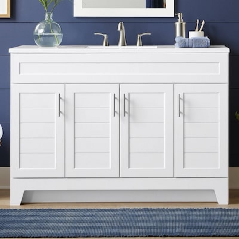  Style Selections Kirkman 48-in True White Single Sink Bathroom Vanity with White Cultured Marble