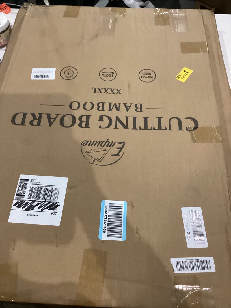 Condition photo showing New/Like New for 30 x 20 Extra Large Cutting Board, Turkey Carving Board Bamboo Meat Cutting Boards for Kitchen with Juice Groove and Handles Heavy Duty Charcuterie Board, 4XL, Empune 30"L x 20"W