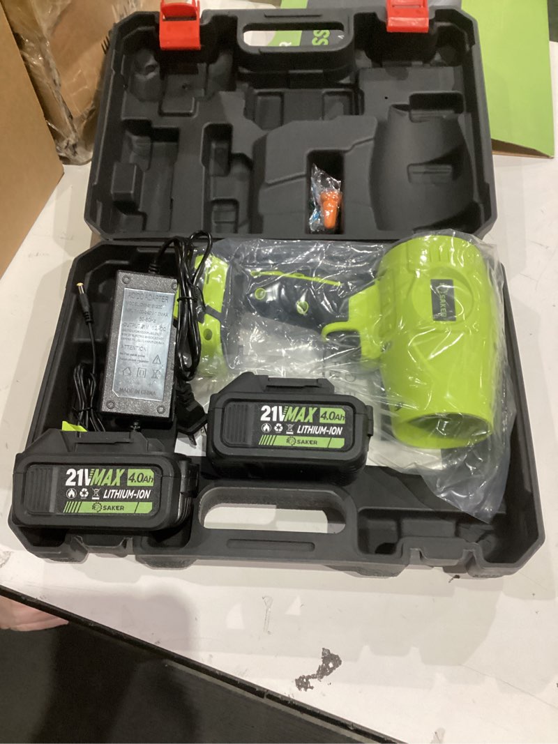 Condition photo showing Good Condition for Saker Cordless Leaf Blower Handheld Blower Portable Dust Cleaner 180000 RPM with Adjustable Speed for Drying Patio Cleaning Camping Gifts for Christmas 2 Batteries Green with Case handheld with case