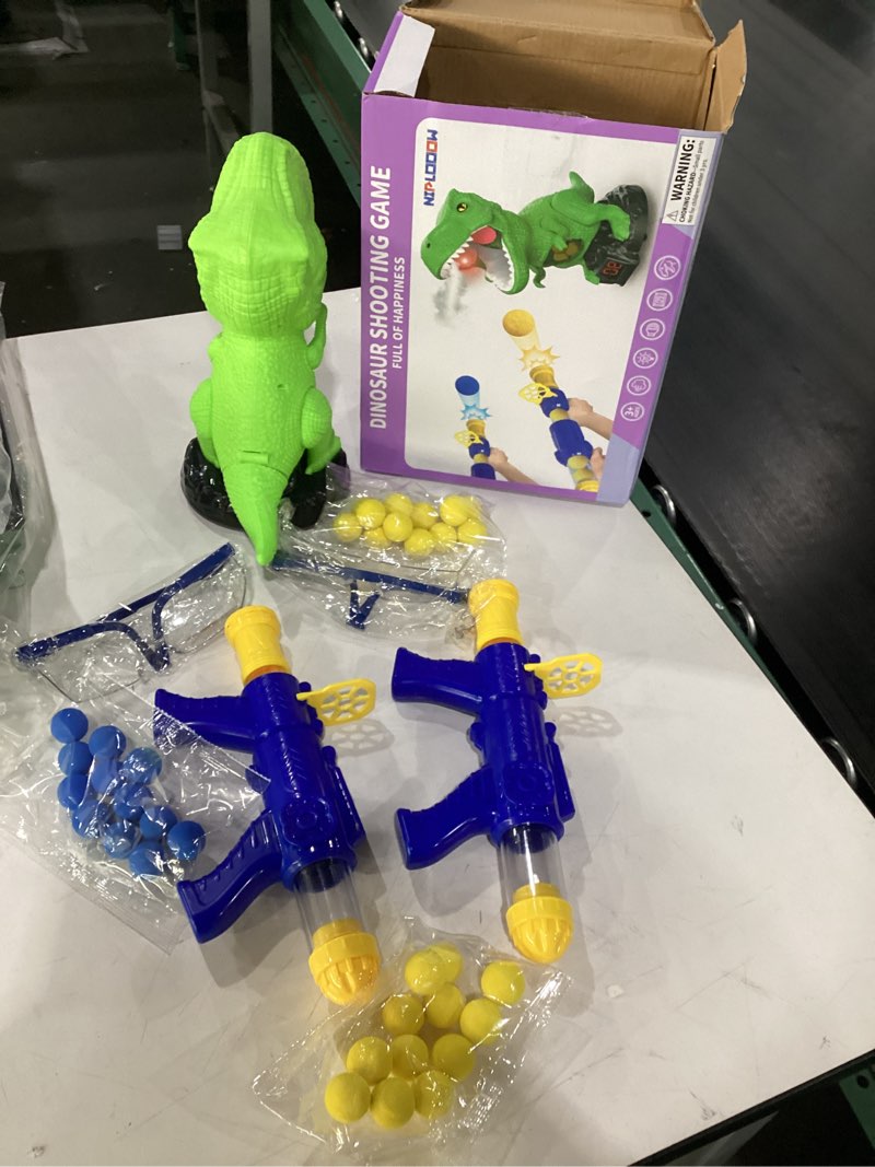 Condition photo showing Good Condition for Dinosaur Shooting Toys for Kids 3-5 Years, Movable Target Shooting Games with 2 Air Pump Launcher, Interactive Competition Game Gift for Boys and Girls Ages 3 4 5 6 7 8 Years Old 2 Pump Launchers