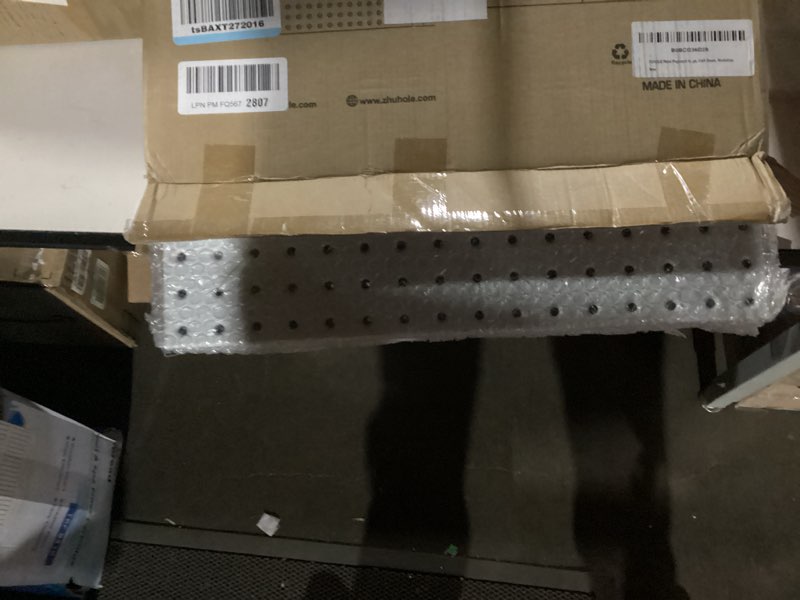 Condition photo showing Good Condition for HUHOLE White Pegboard, Metal Pegboard Panels, 16-inch X 16-inch Metal Peg Board for Garage, Gaming, Craftroom, etc, 4PC as units on hand are 16X 16, 4 pieces. White Pegboard-4PC