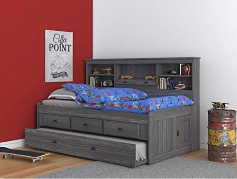 discovery world furniture gray twin bookcase daybed with 3 drawers and trundle
incomplete just trundle