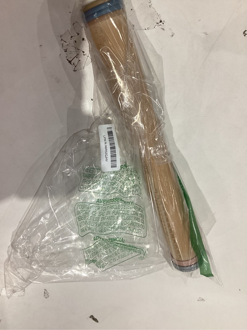 Condition photo showing As Is for Geesta Adjustable Wood Rolling Pin with 5 Thickness Rings, Precise Dough Roller Handle Press Design with Measurement Guide for Fondant, Pizza, Pie Crust, Cookie, Pastry Baking Decorating Accessories Western