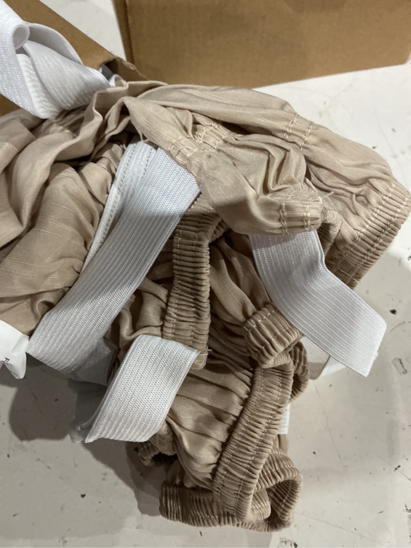 Condition photo showing Good Condition for biscaynebay wrap around bed skirts with split corners for queen beds 17" drop, ivory elastic dust ruffles adjustable easy fit wrinkle & fade resistant silky luxurious fabric machine washable queen-17" drop split corner ivory