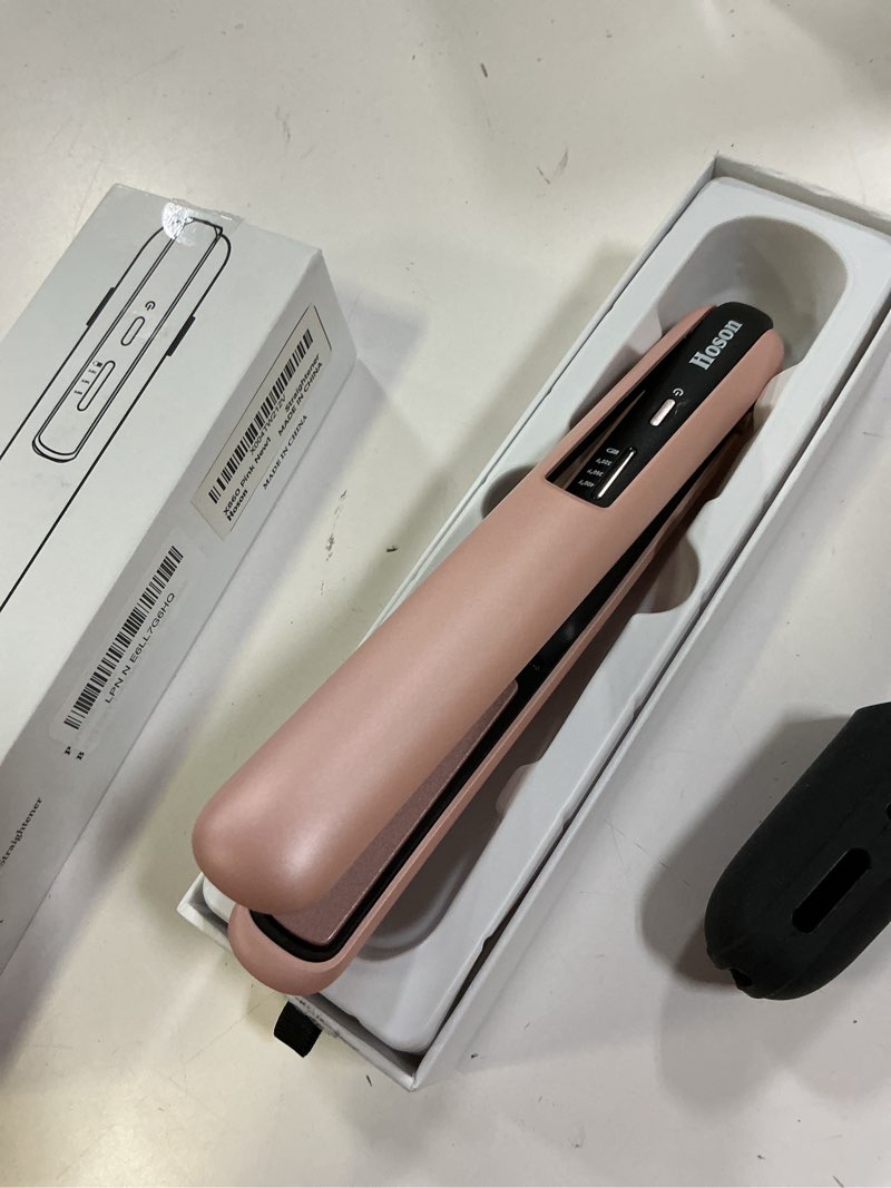 Condition photo showing Good Condition for cordless hair straightener,portable mini flat iron travel for bangs,short hair, rechargeable curling iron and curler 2 in 1,pink,for touch ups