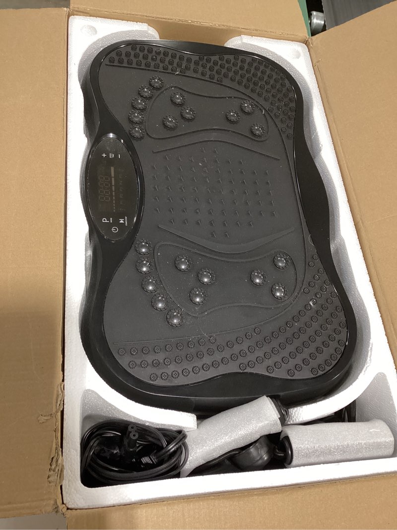 Condition photo showing Good Condition for vibration plate exercise machine, 130 levels full body workout vibrating plate for lymphatic drainage weight loss, 450 lbs capacity shake platform with resistance bands bluetooth for women men