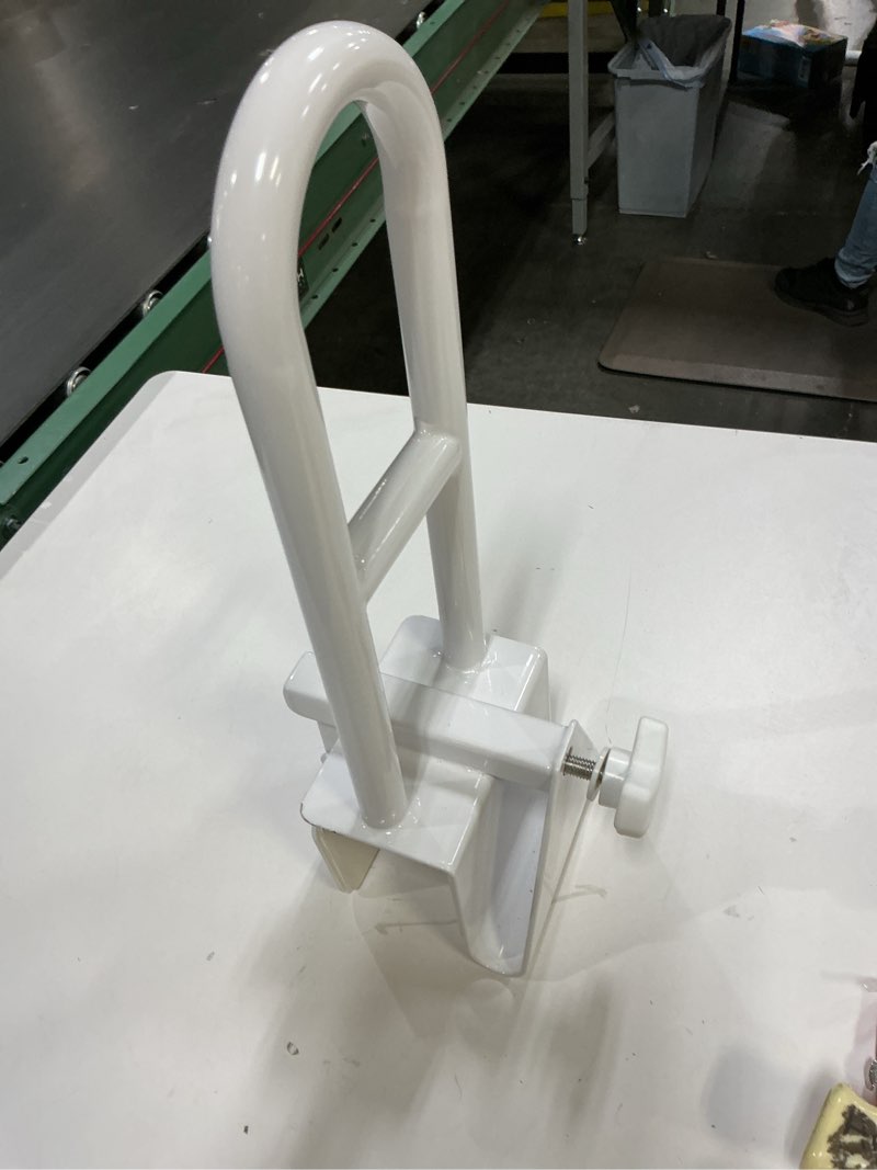 Condition photo showing Good Condition for Vaunn Medical Adjustable Bathtub Safety Rail Shower Grab Bar Handle, Stainless Steel, White Fixed