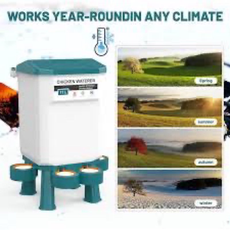 chicken feeder and waterer  chicken coop accessories with hanging chickens poultry feeder and chicken waterer kit no waste, 3 gallon/26 pounds, blue