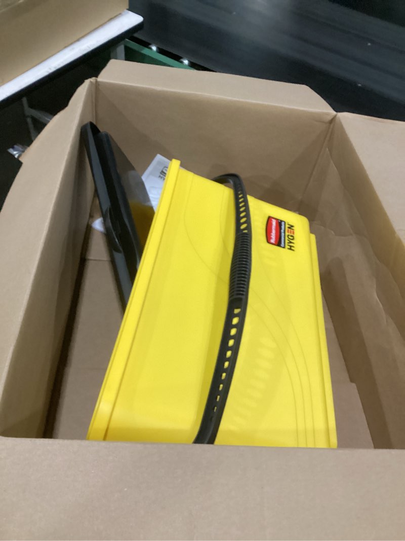 Condition photo showing As Is for rubbermaid commercial products hygen charging bucket for 18 inch microfiber mop pads, great for storage for janitorial/professional cleaners and heavy-duty industrial mopping/cleaning