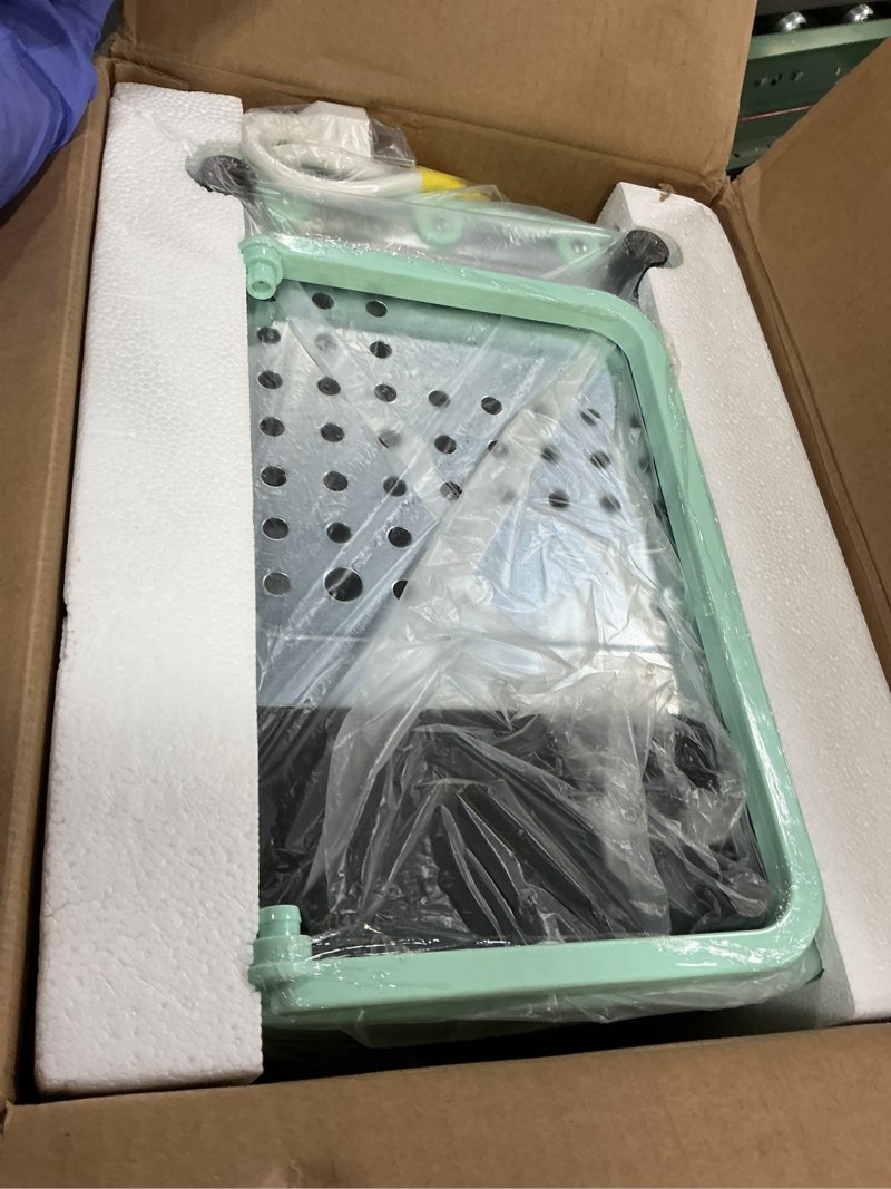 Condition photo showing Good Condition for NEWBULIG Ice Makers Countertop with Handle, Portable Ice Machine, 9 Bullet Ice Cubes in 6 Mins, 26lbs in 24Hrs, Auto-Cleaning, with Basket and Scoop, for Home, Kitchen, RV, Camping, Green Green Handle 12.5"*11.6"*8.8"