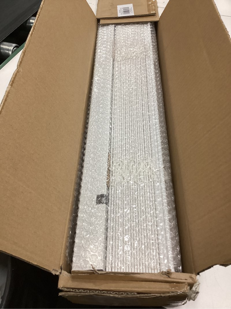 Condition photo showing Good Condition for LazBlinds 2-inch Cordless Faux Wood Blinds with Royal Valance, Room Darkening Horizontal Window Blinds, Inside Mount Blinds for Windows - Fit for Window 23'' W x 48'' H - White White 23"W x 48"H