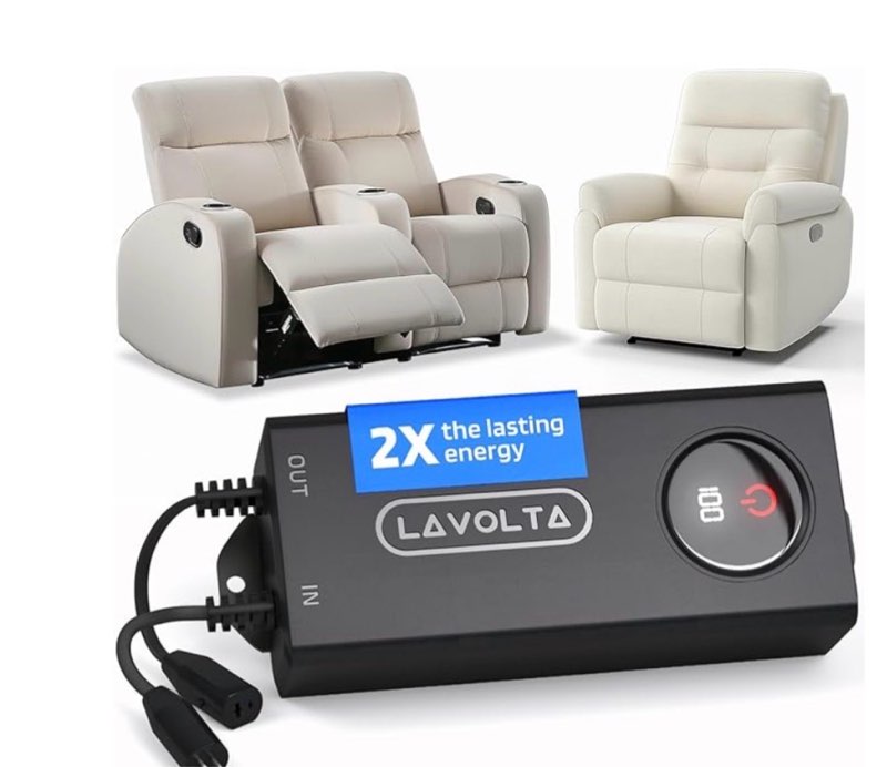 Lavolta Battery Pack for Reclining Furniture - Rechargeable Recliner Battery Pack - Universal 2-Pin Power Supply for Electric Recliners, Recliner Chair, Couch, Sofa (5200 mAh)