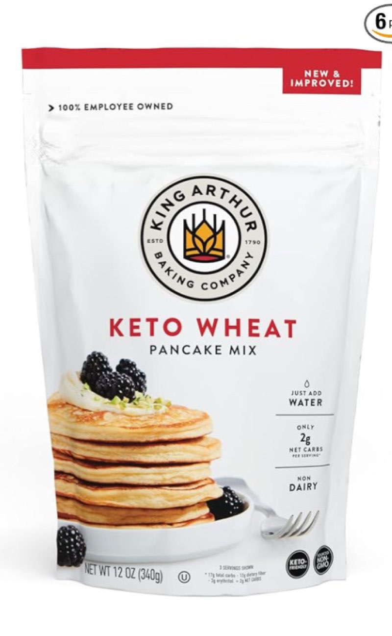Best by 6/9/25 King Arthur, Keto Wheat Pancake Mix, Sourced Non-GMO, Certified Kosher, Keto Friendly, 12 Oz, Packaging May Vary (Pack of 6)