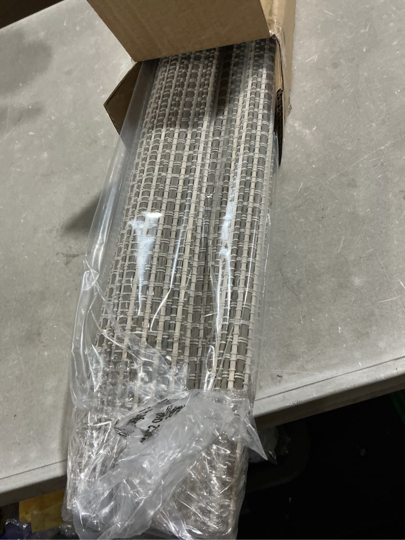 Condition photo showing Good Condition for lazblinds cordless bamboo roman shades for windows, light filtering natural bamboo blinds, easy lift cordless design for living room & bedroom, fits interior windows 31" w x 64" h, greystone greystone 31" w x 64" h