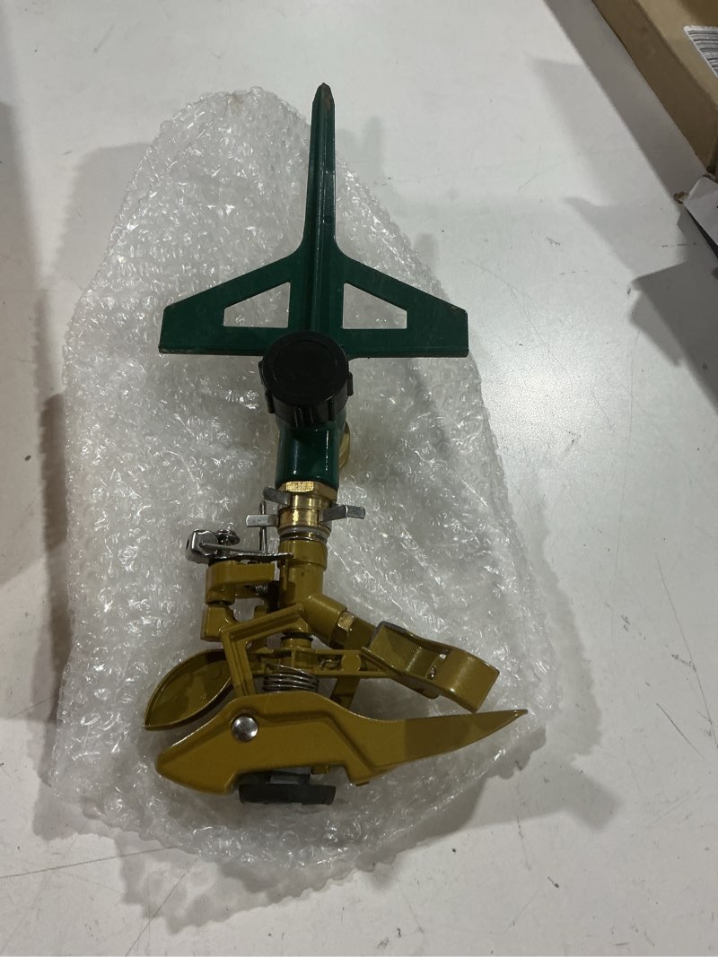 Condition photo showing Good Condition for fanhao heavy duty pulsating impact sprinkler on spike base, 100% metal impact sprinkler with 360° adjustable spray pattern for large area lawn & yard irrigation, covers up to 5800 sq. ft