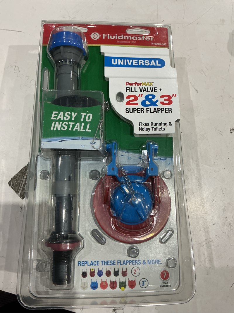 Condition photo showing As Is for fluidmaster performax fill valve and flapper kit multicolored plastic/rubber for universal