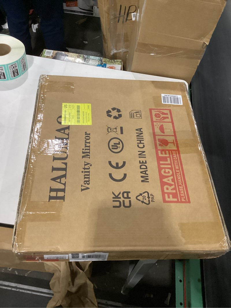 Condition photo showing New/Like New for Large Lighted Vanity Mirror, 23" x 19" Light Up Make up Mirror with Smart Touch 3 Colors Dimmable, Tabletop or Wall-Mounted, Memory Function White 19"L x 23"W