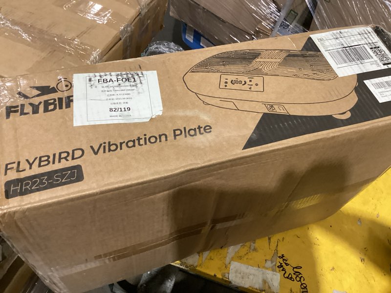 Condition photo showing As Is for flybird vibration plate exercise machine, adjustable speed high intensity vibration for muscle toning weight loss lymphatic drainage, full body workout vibration plate black