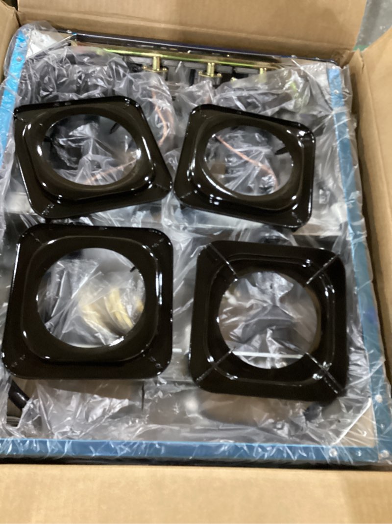 Condition photo showing New/Like New for Propane Gas Stove,4 Burner Gas StovePortable Gas Stove Auto Ignition Camping Stainless Steel Stove 4 Burner LPG for RV, Apartment,Outdoor