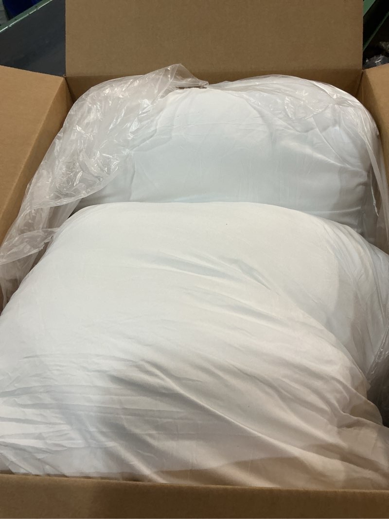 Condition photo showing Good Condition for OKBA Throw Pillows Insert Set of 2, with 100% Cotton Cover, Bed and Couch - Indoor Hotel Decorative Pillows, 22x22 in White Pillows Inserts 22x22 Inch (Pack of 2) White