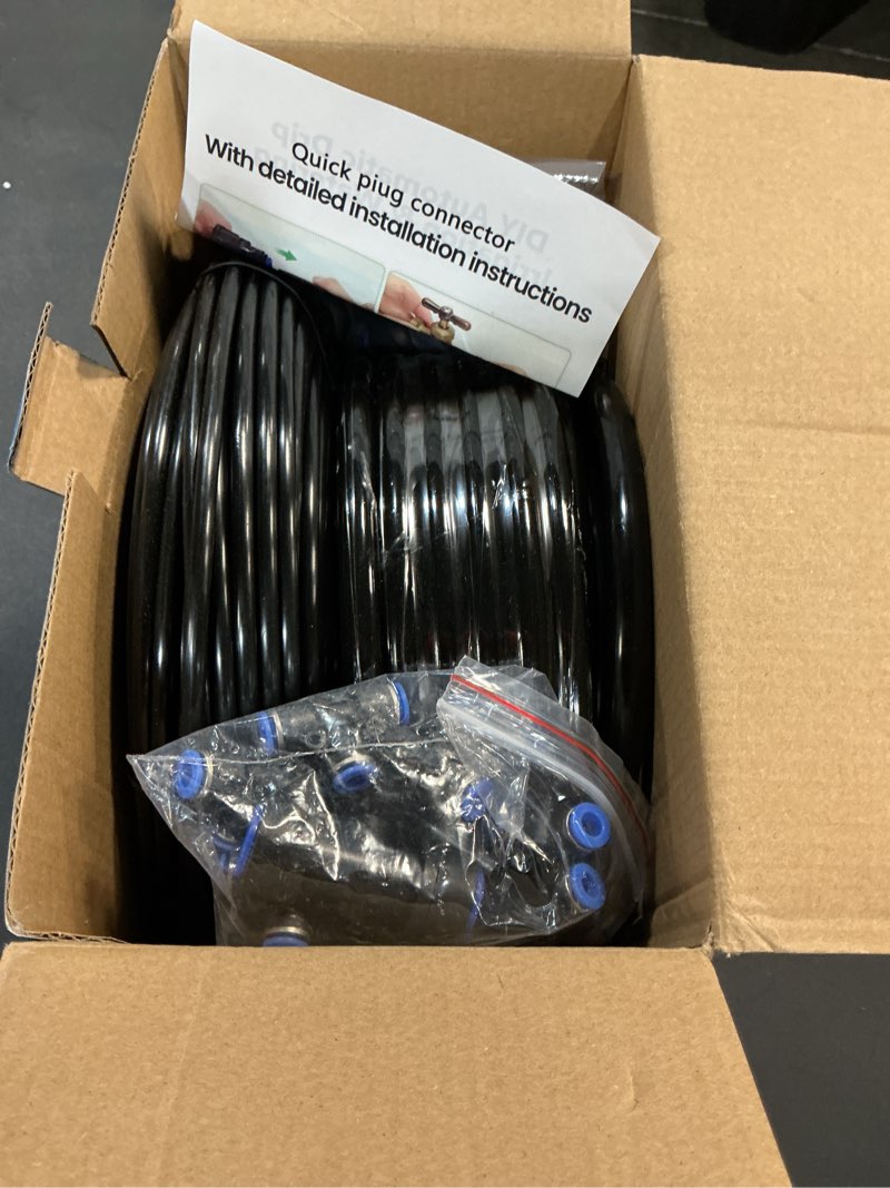Condition photo showing New/Like New for 240ft drip irrigation system for garden: 1/2" quick connect pe tubing automatic water sprinkler kit adjustable misting part 1/4" watering hose for outdoor raised bed plants flower yard greenhouse