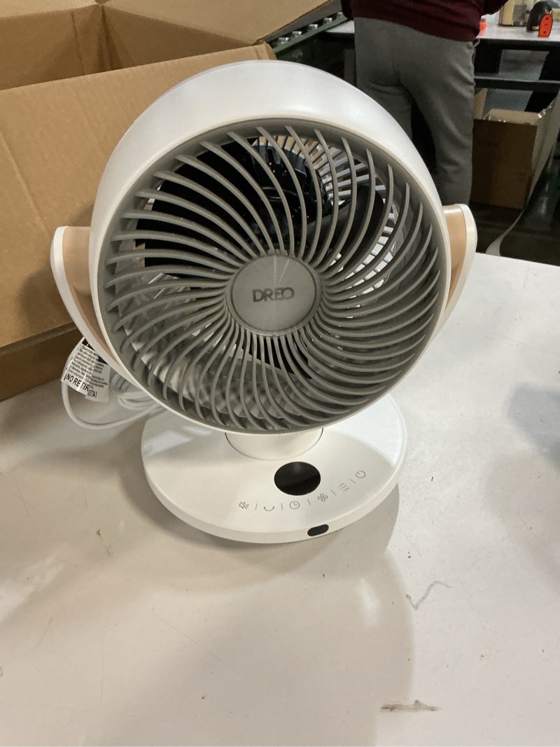 Condition photo showing Good Condition for Dreo Fan for Bedroom, Desk Air Circulator Fans with Remote, 11 Inch Table Fan for Whole Room, 60ft Powerful Airflow, 120° Vertical Manual and 90° Oscillating, 4 Speeds, 8H Timer, 28dB Quiet, Home Pury White