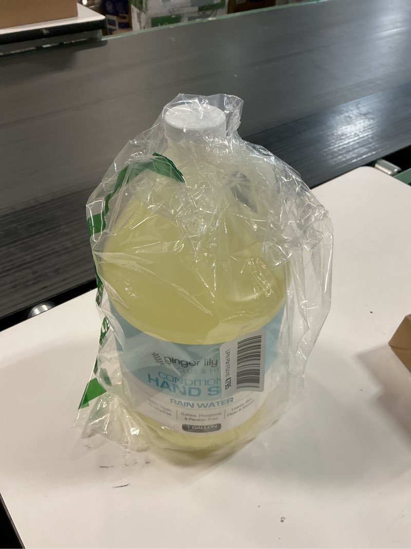 Condition photo showing New/Like New for Ginger Lily Farms Club & Fitness Conditioning Liquid Hand Soap Refill, 100% Vegan & Cruelty-Free, Rain Water Scent, 1 Gallon (128 fl oz)