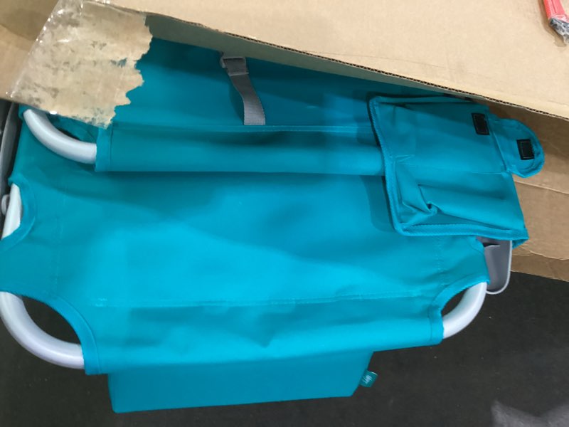 Teal lawn chair (product info unknown)