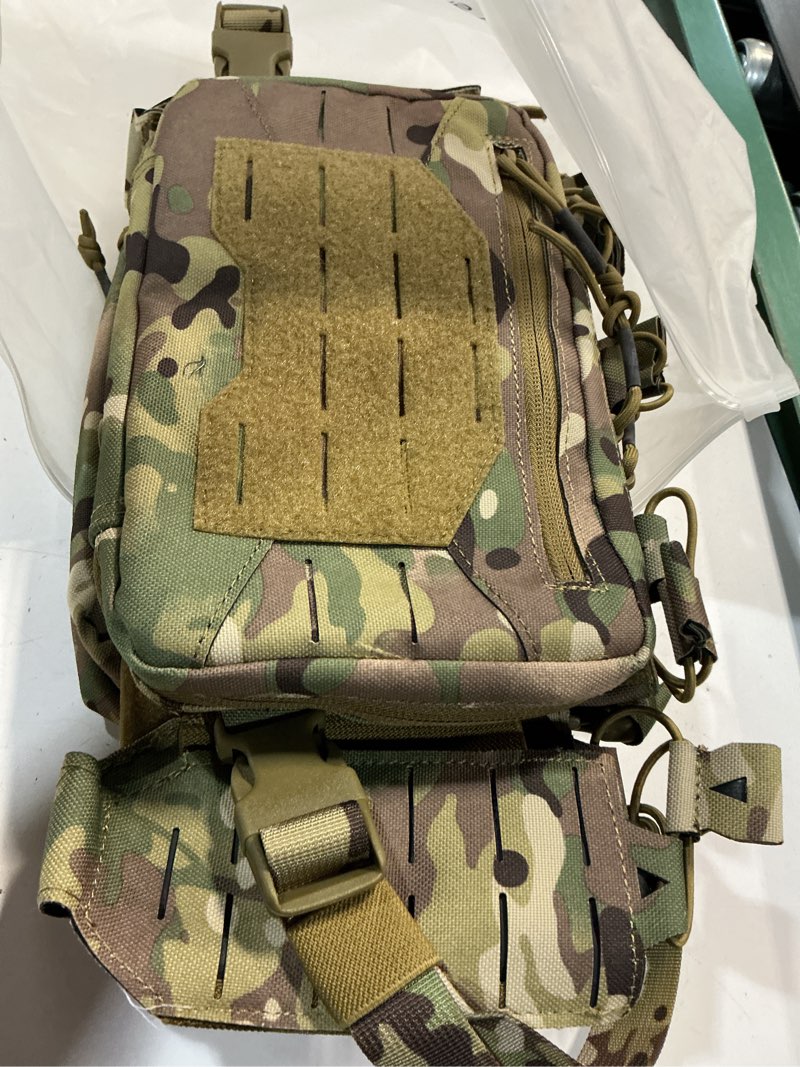 Condition photo showing New/Like New for one-size 1000d lightweight tactical chest rig with mag pouches, shell holders, wing pouches for outdoors