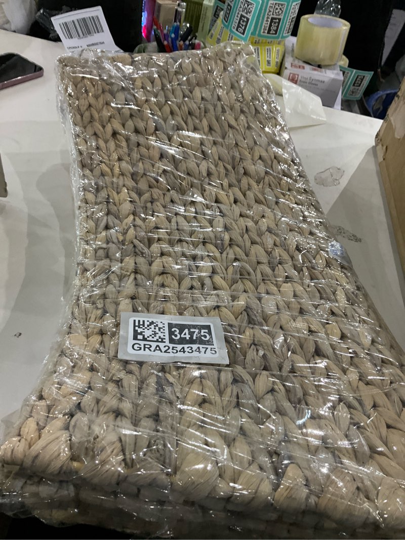 Condition photo showing New/Like New for 42in Christmas Tree Collar, Christmas Tree Ring Adjustable Water Hyacinth Skirt, Christmas Tree Skirt for Decoration, Base Protection from Pets (White)